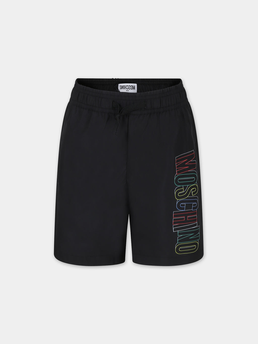 Black swim shorts for boy with logo